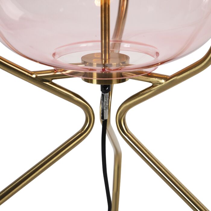 Bliss Design Vloerlamp Messing Met Roze Glas