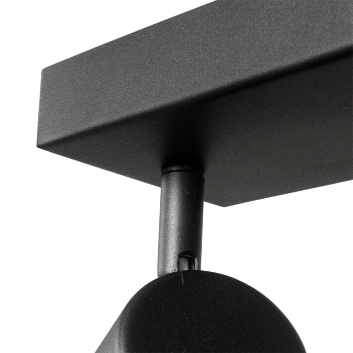 Moderne plafondlamp zwart 3-lichts verstelbaar rechthoekig