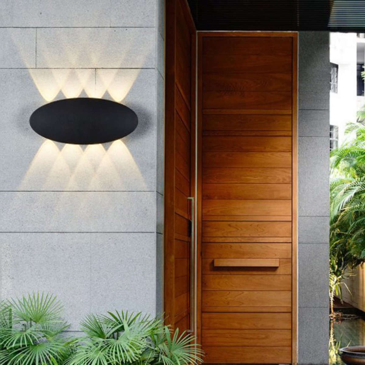 Ovale up & down light LED outdoor solar wandlamp